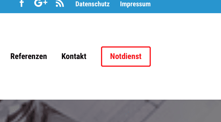 CTA Button im Menue