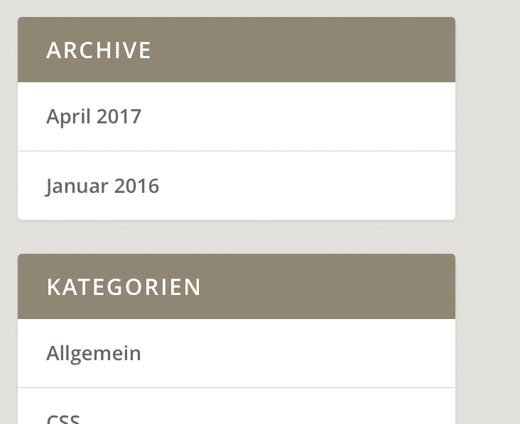 Hintergrundfarbe der Widget Überschriften in Extra ändern